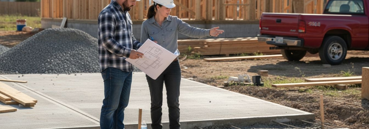 Civil engineers review Texas home construction site