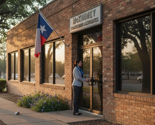 Brick Texas engineering office on Austin street