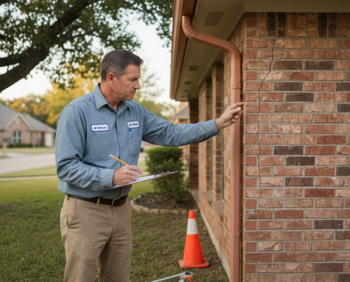 Structural engineer inspecting Texas home foundation