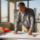 Project manager reviews Texas construction plans